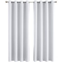 Lot de 2 Rideaux Occultants Isolant Thermique Anti Froid, Rideaux pour Salon et Chambre,Design Moderne à Oeillets, 140 sur 240 cm, blanc