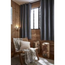 Intex Deco - Lot de 2 rideaux petite hauteur 140 x 180 cm occultant doublé polaire Bjorn Gris