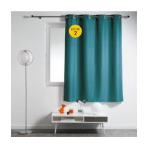 Lot de 2 rideaux spécial petites fenêtres 140 x 180 cm Essentiel Bleu pétrole