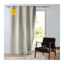Lot de 2 Rideaux tamisant 135 x 260 cm isolant thermique Micropolar Naturel