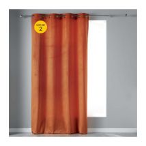 Lot de 2 Rideaux tamisant 140 x 240 cm velours doux Velvetine orange
