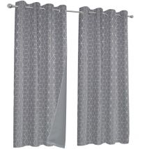 Lot de 2 rideaux thermiques gris anthracite motif géométrique 140x240 cm