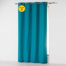Lot de 2 Rideaux uni 140x 260 cm Absolu en microfibre Bleu