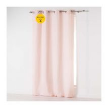 Lot de 2 Rideaux uni 140x 260 cm Absolu en microfibre Rose