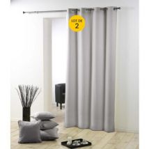 Lot de 2 Rideaux unis oeillets metal 140 x 260 cm polyester uni Essentiel Gris