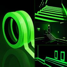 Lot de 2 rubans lumineux, 10 m x 10 mm qui brillent dans le noir, ruban adhésif fluorescent étanche, ruban adhésif d'avertissement pour escaliers,