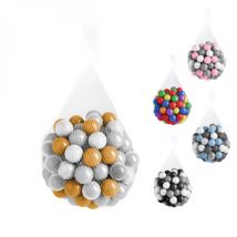 Monsieur Bébé - Lot de 2 sacs de 100 balles de jeu ou de piscine 5,5 cm - Doré, gris, blanc et transparent