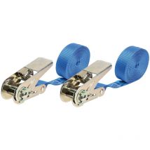 Lot de 2 sangles d'arrimage à cliquet 500 kg - 5m x 25mm