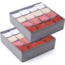Lot de 2 séparateurs de tiroir pour chaussettes et sous-vêtements, pliables, 24 ou 16 compartiments