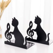 Lot de 2 Serre-Livre en Métal Presse-Livre Elastique Support Lecture Livres Lutrin de Cuisine Porte-Livres Revues Magazines avec Motif de Chat