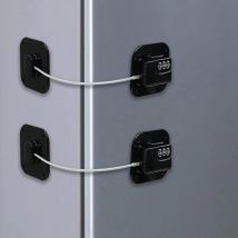 Noir Lot de 2 Serrure Frigo avec Code, Cadenas Frigo pour Enfants, Adhésive Verrou de Réfrigérateur à Combinaison, Securite Bloque pour Porte Frigo