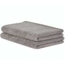 Beliani - Lot de 2 Serviettes de Bain Luxe en Coton Doux Texture Chevron Gris Mitiaro