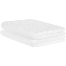 Beliani - Lot de 2 Serviettes de Bain Luxe en Coton Doux Texture Chevron Blanc Mitiaro