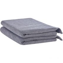 Beliani - Lot de 2 Serviettes de Bain Luxe en Coton Polyester Doux Franges Gris Atiu