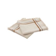Lot de 2 Serviettes de Table Rayé 'Maha' 40x40cm Beige