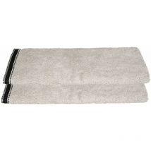 Lot de 2 Serviettes de toilette en Coton Beige Lin tissu éponge 50 x 90 cm - Atmosphera