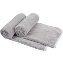 Lot de 2 Serviettes en Microfibre - Essuie-Mains 35x75cm, Gris Clair