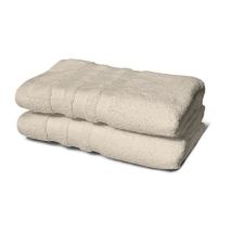 Lot De 2 Serviettes - Lovely Home - 2 Draps De Douche 70 X 140 Cm - Beige