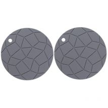 Lot de 2 sets de table en silicone épais et isolants, antidérapants, pour casseroles, bols et assiettes (gris)