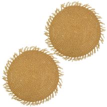 Sets de table – Lot de 2 – Ronds en jute FILI – Diamètre 38 cm – Matières, Longueur, Largeur, Forme