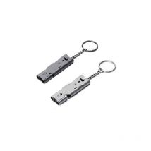 Lot de 2 Sifflet de secours double tubes haute Decibel extérieur de survie de signal pour la sécurité prolongée d'économie d'Porte-clés pour