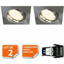 Lampesecoenergie - Lot de 2 spot encastrable orientable led carré alu brossé GU10 230V eq. 50W blanc chaud