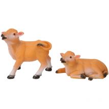 Feiyue - Lot de 2 statues de veau en résine imperméable pour jardin, famille, bureau