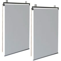 Lot de 2 stores enrouleurs L.124 x h. 225 cm pour pergola gris clair