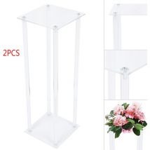 Lot de 2 supports à fleurs carrés en acrylique - 20 x 20 x 60 cm - Colonne à fleurs - Colonne de fleurs - 2 supports rectangulaires pour la maison,