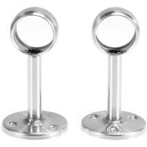 Lot de 2 supports de tringle à rideau en acier inoxydable de forme ronde pour rideau de placard (diamètre 25 mm)