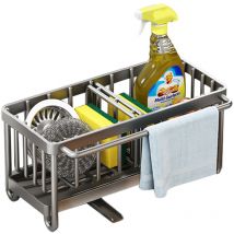 Porte-éponge pour évier de cuisine, caddie d'évier de cuisine, organisateur d'éponge à vaisselle en acier inoxydable 304 antirouille avec séparateur