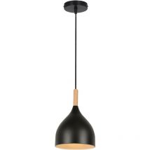 Wottes - E27 Suspension Lampe Rétro Industriel Suspension Luminaire en Métal Lustre Noir Ø17CM pour Salon Chambre Salle à Manger - 1Pcs