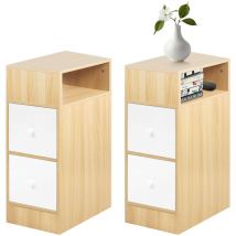 Dazhom - Lot de 2 Table de Chevet avec 2 tiroir pour Salon Chambre Bureau