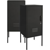 [en.casa] - Lot de 2 table de chevet Hausjärvi acier 82 x 35 x 35 cm noir