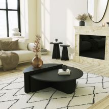Hanah Home - Table Basse Gigogne Ronde Bois en Anthracite, Deux Pièces, 90x30x60 cm et 85x35x30 cm, Design Polyvalent, Pour Salon ou Bureau