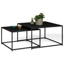 Lot de 2 tables basses gigognes davis 60/70 en métal noir mat design industriel