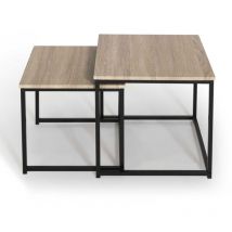 Lot de 2 tables basses gigognes detroit 40/45 design industriel