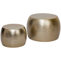 Atmosphera Créateur D'intérieur - Lot de 2 tables basses Issam métal doré D70 50cm