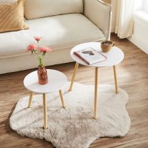 Lot de 2 Tables Basses, Table Ronde pour cafétéria, Table de Chevet, Style scandinave, Moderne, Minimaliste, Salon, Chambre, Blanc LET07WN