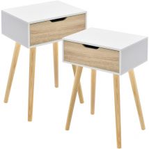 [en.casa] - Lot de 2 tables d'appoint Östersund 60 x 40 x 30 cm blanc effet chêne