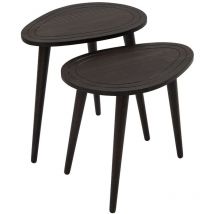Toilinux - Lot de 2 Tables d'appoint Théodore en bois massif