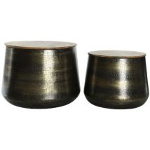 Nosenviesdeco - Lot de 2 tables déco zinc et bois de manguier - Nos Envies Déco