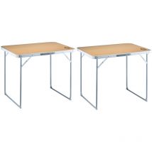 Lot de 2 tables de camping pliables 4 places O'camp Forme valise - 80 x 60 x 70 cm