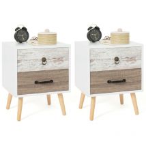 Lot de 2 tables de chevet bahia 2 tiroirs scandinave