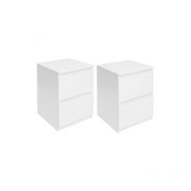 Lot de 2 tables de chevet TOMI 2 tiroirs bois blanc