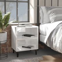 Lot de 2 Tables de chevet - Bout de Canapé Armoires De Rangement pieds en métal Blanc brillant 40x30x50cm BV186542 Bonnevie