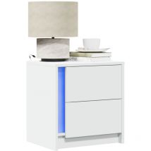 Lot de 2 Tables de chevet et lumières led, Tables de nuit, Tables d'appoint blanc bois d'ingénierie FR988582 Maison Chic