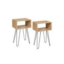 Lot de 2 tables de chevet noemi bois pied épingle