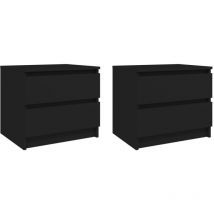 Lot de 2 Tables de chevet Table d'appoint Table de nuit Noir 50x39x43,5 cm Aggloméré CVW82905