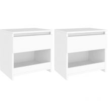 Lot de 2 Tables de chevet - Bout de Canapé Armoires De Rangement Blanc 40x30x39 cm Aggloméré BV864109 - BonneVie